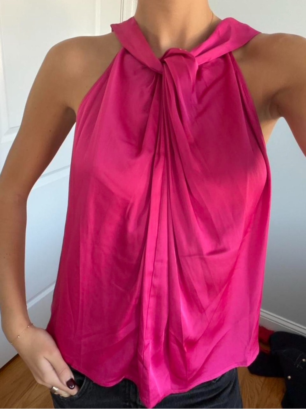 ASTR the Label Pink Satin Top